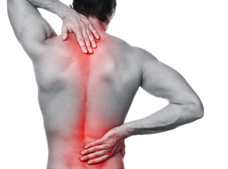 man with pain in his back