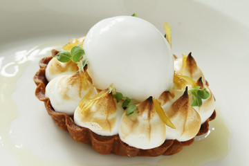 Sticker - plated mini lemon meringue dessert