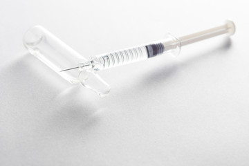 Transparent syringe for treatment and pharmacy industry.