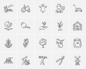 Wall Mural - Agriculture sketch icon set.