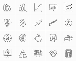 Wall Mural - Business sketch icon set.