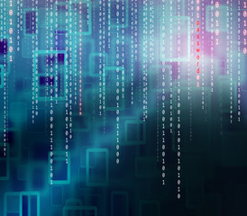 conceptual password matrix binary code background. safety computing falling binary code on pattern i