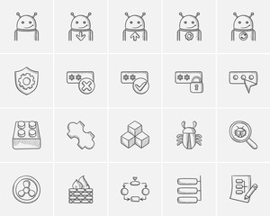 Sticker - Technology sketch icon set.