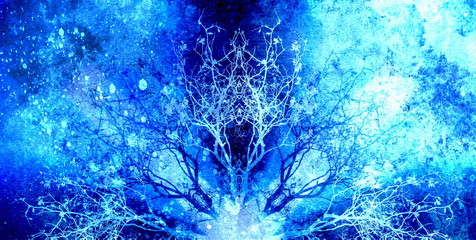 Fototapete - Beautiful ornamental mandala with tree pattern, symbol of life.