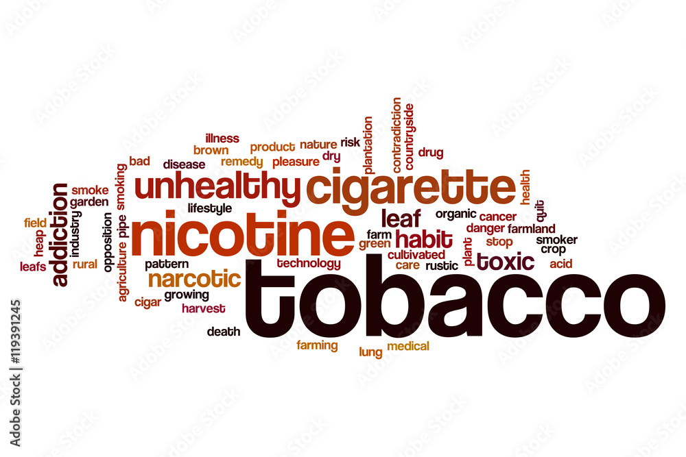 tobacco words Tobacco word cloud Stock Illustration