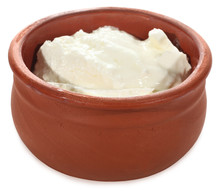 Yogurt Or Sour Cream In Clay Pot