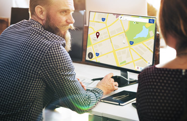 Wall Mural - map location information web layout concept