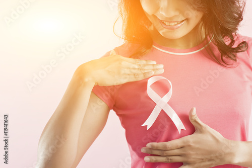 Cuadros en Lienzo pink breast cancer awareness ribbon