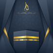 Islamic vector design Hajj greeting card template with arabic pattern