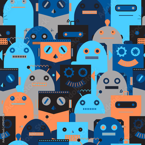 Tapeta ścienna Wzór z rocznika robotów