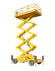 Scissor self propelled lift on a light background