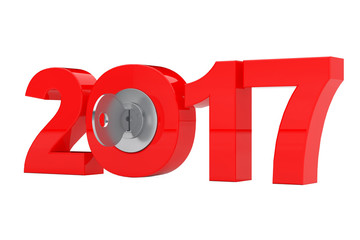 Aufkleber - New 2017 Year Sign with Key. 3d Rendering