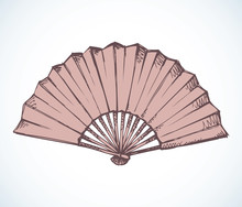 Folding Fan. Vector Sketch