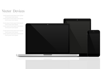Wall Mural - set of realistic laptops, tablets and mobile phones. electronic gadgets isolated on white background