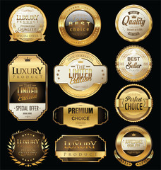 Premium and luxury golden retro badges and labels collection