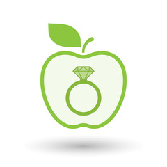 Poster - Isolated  line art  apple icon with an engagement ring