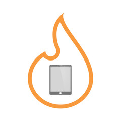 Poster - Isolated  line art  flame icon with a tablet computer