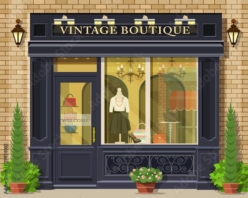 Download Vector detailed flat design vintage boutique facade. Cool ...