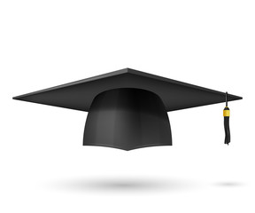 Vector illustration graduate hat with a tassel on a white backgr