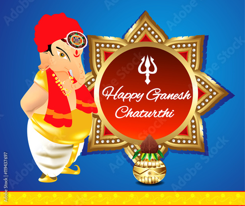 Happy Ganesha Chaturthi Banner Background With Lord Ganesha Buy