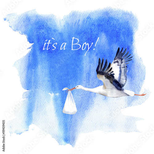 stork with baby postcard newborn baby boy watery background newborn baby postcards