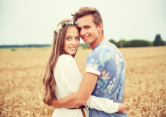 Sticker - happy smiling young hippie couple outdoors