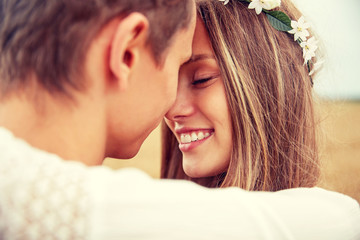 Sticker - happy smiling young hippie couple outdoors