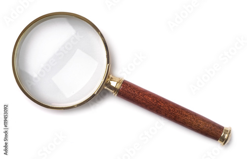 Fotografie, Tablou Magnifying glass isolated on white background