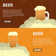 Vector flat banners of beer for websites and drink menu. Business concept of brewery and bar.