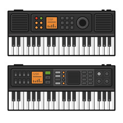 Wall Mural - Piano Roll Digital Synthesizer. Midi Keyboard Set on White Background. Vector