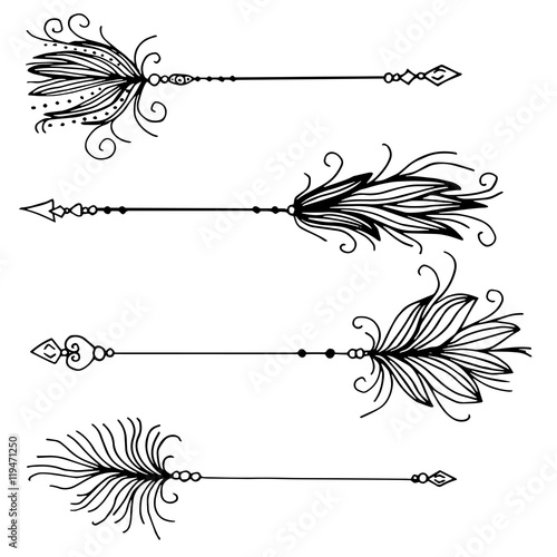 Very high quality original set of arrows with feathers Stock Vector