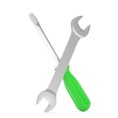 3D Illustration Wrench and screwdriver, service concept