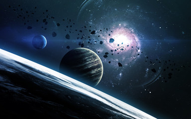 Canvas Print - abstract scientific background - planets in space, nebula and stars. elements of this image furnishe