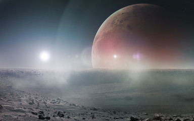 Wall Mural - view of mars from phobos. elements of this image furnished by nasa