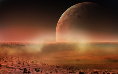 View of Mars from Phobos. Elements of this image furnished by NASA