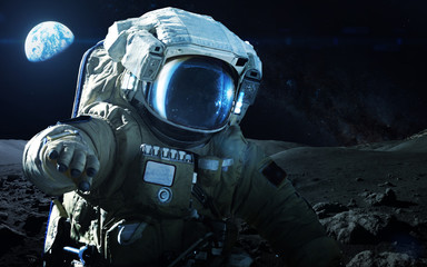 Wall Mural - view of earth from moon. elements of this image furnished by nasa