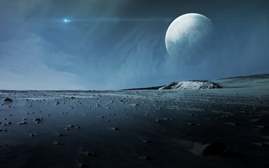 Wall Mural - View of Pluto from Charon. Elements of this image furnished by NASA