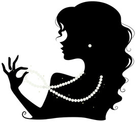 Sticker - Pearl Jewelry Silhouette