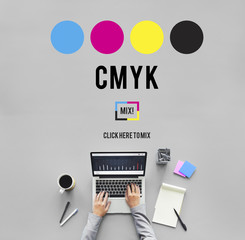 Wall Mural - cmyk cyan magenta yellow key color printing process concept