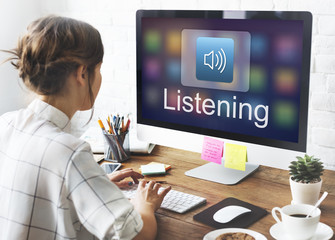 Wall Mural - digital music streaming multimedia entertainment online concept