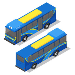 Poster - City Bus. Isometric View. Vector