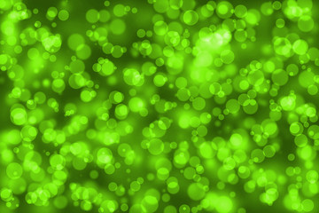 Wall Mural - Green Color Blur Bokeh for Background, Circle round shape Abstract Graphic, Magic Light Out of Focus Effect.