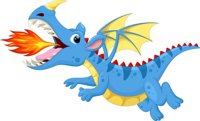 Wall Mural - cute dragon with fire