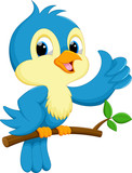 Fototapeta  - Cute blue bird cartoon