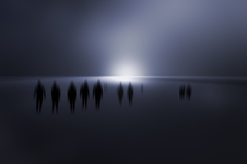 Canvas Print - Mysterious blurred people walking