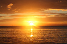 Orange Sunset Over The Sea.