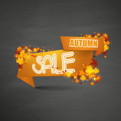 Wall Mural - Autumn sale background with maple leaves. Vector illustration. EPS 10

