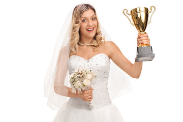 Sticker - Bride holding a trophy