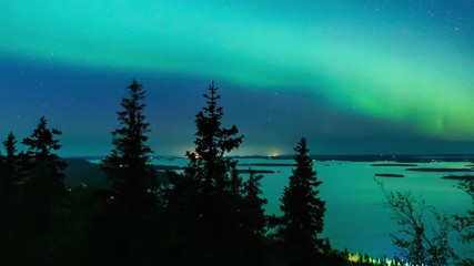 Wall Mural - Colorful Northern lights (Aurora borealis) in the sky