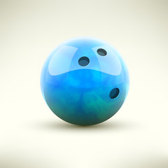 Wall Mural - Blue bowling ball isolated realictic vector illustration